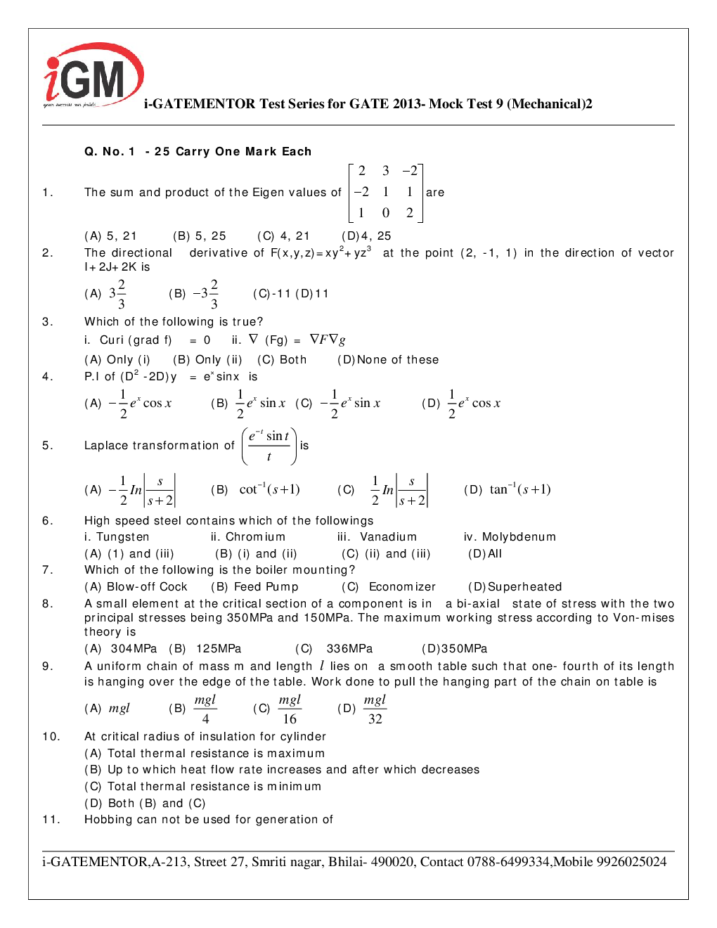 iGate Mock Test Mechanics IX - Page 3