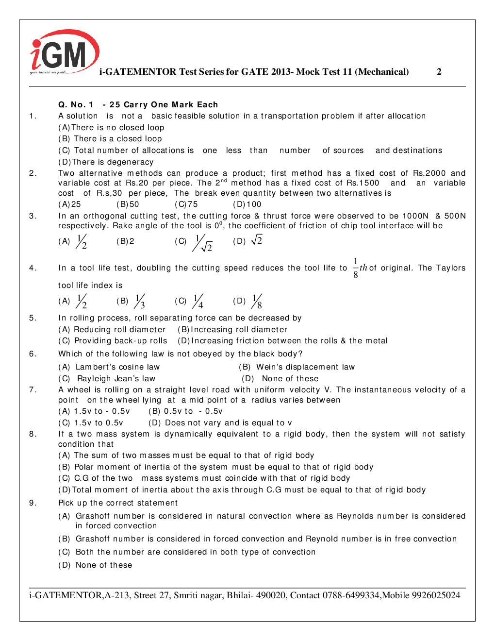 iGate Mock Test Mechanics XI - Page 3