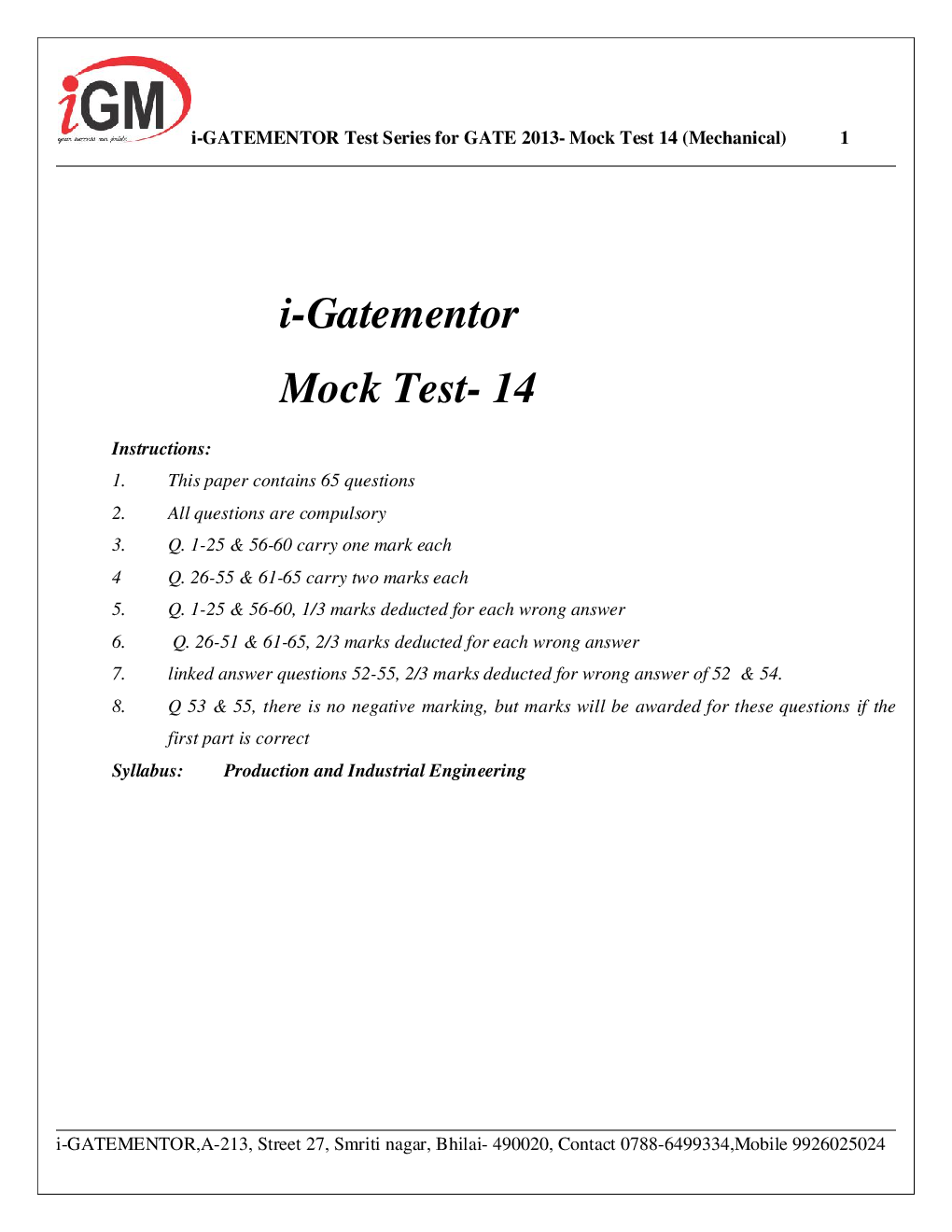 iGate Mock Test Mechanics XIV - Page 2