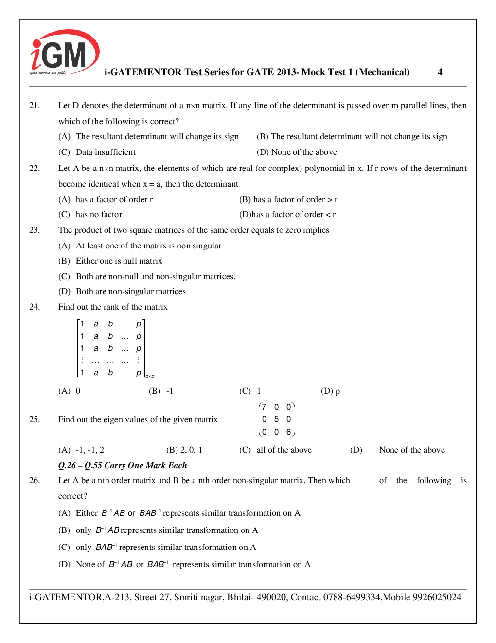 iGate Mechanical Mock Test I With Solution By Mr Arvind Rai - Page 5