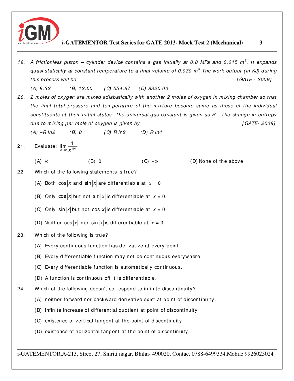 iGate Mechanical Mock Test II With Solution By Mr Arvind Rai - Page 4