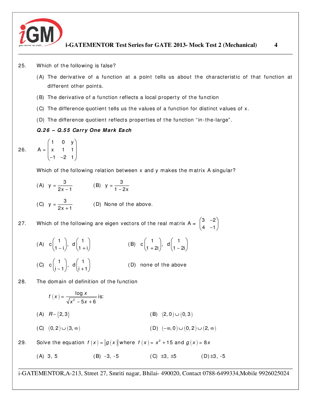 iGate Mechanical Mock Test II With Solution By Mr Arvind Rai - Page 5