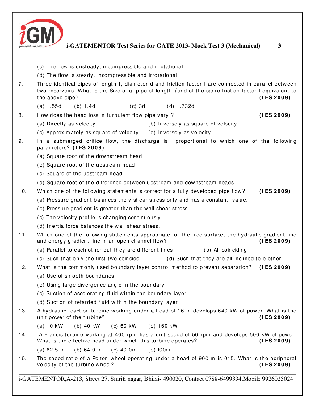 iGate Mechanical Mock Test III With Solution By Mr Arvind Rai - Page 4