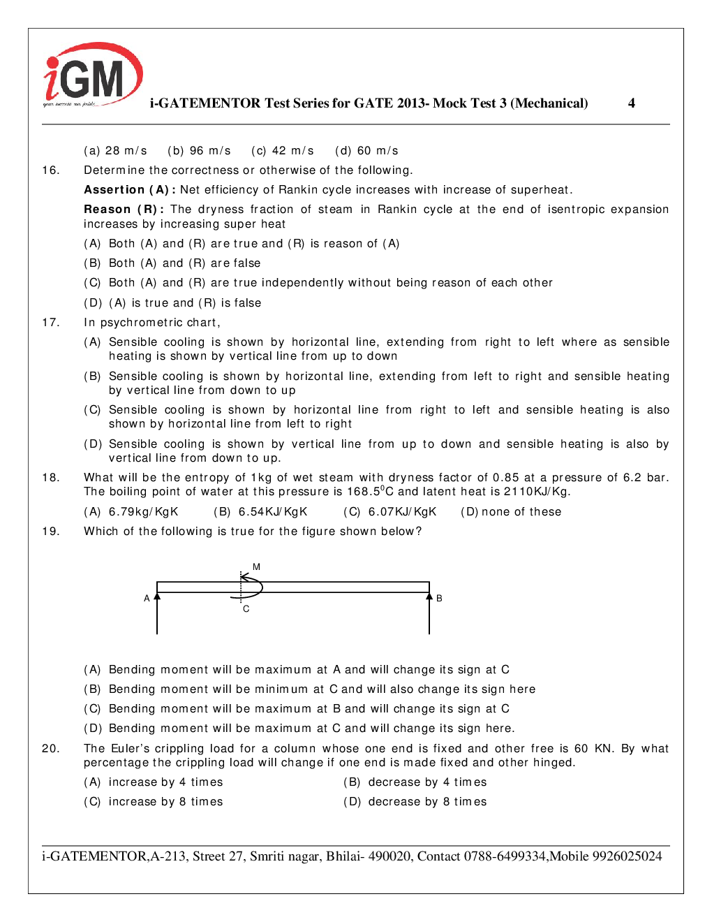 iGate Mechanical Mock Test III With Solution By Mr Arvind Rai - Page 5