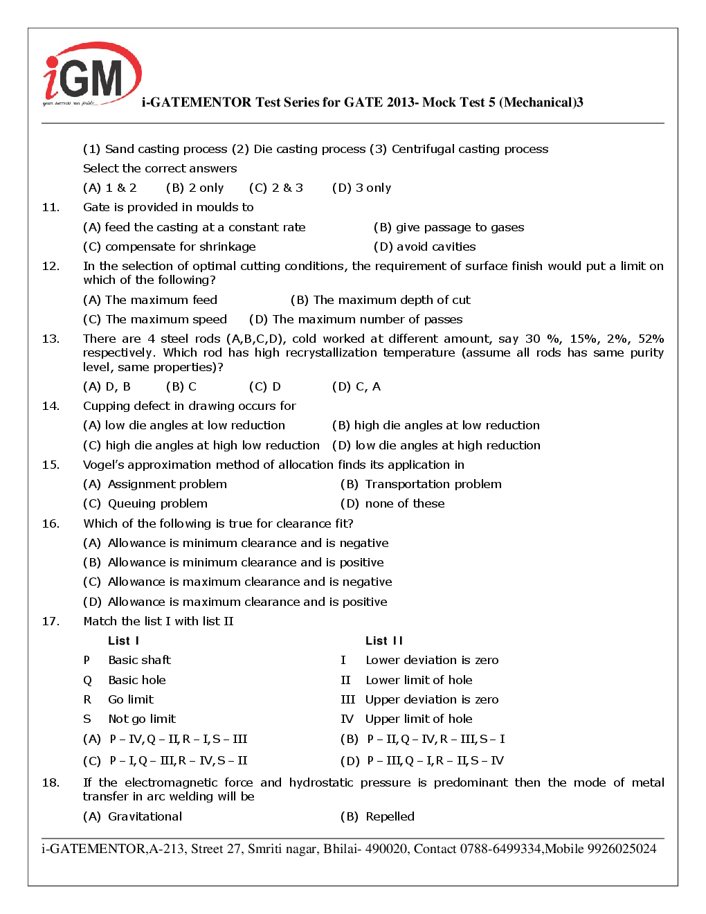iGate Mechanical Mock Test V With Solution By Mr Arvind Rai - Page 4