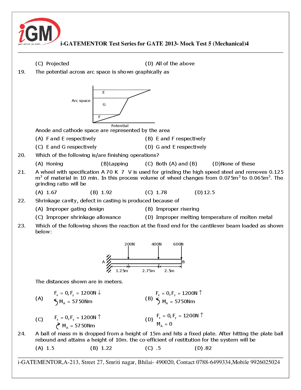 iGate Mechanical Mock Test V With Solution By Mr Arvind Rai - Page 5