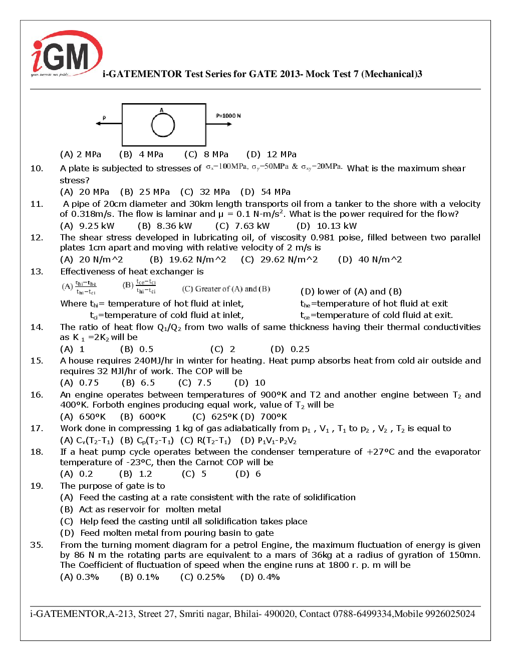 iGate Mechanical Mock Test VII With Solution By Mr Arvind Rai - Page 4