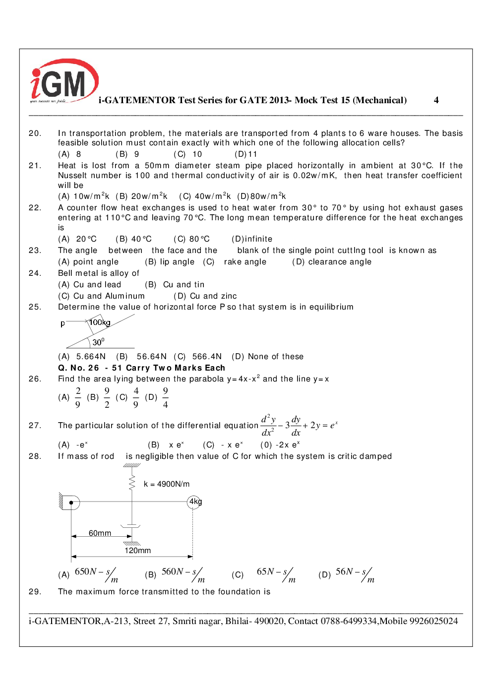 iGate Mechanical Mock Test XV With Solution - Page 5