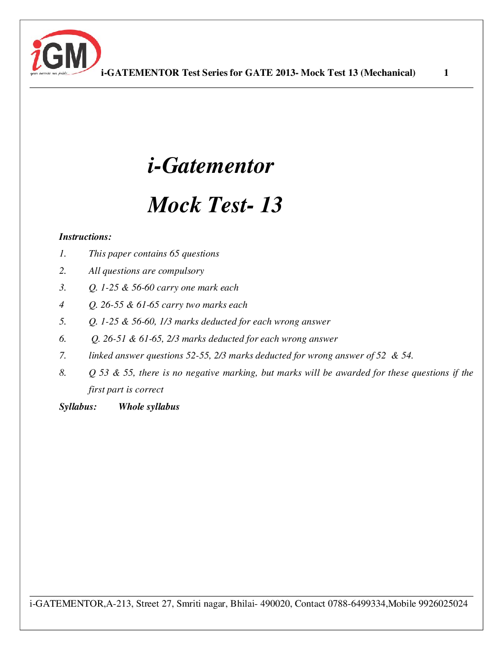 iGate Mock Test Mechanics XIII - Page 2