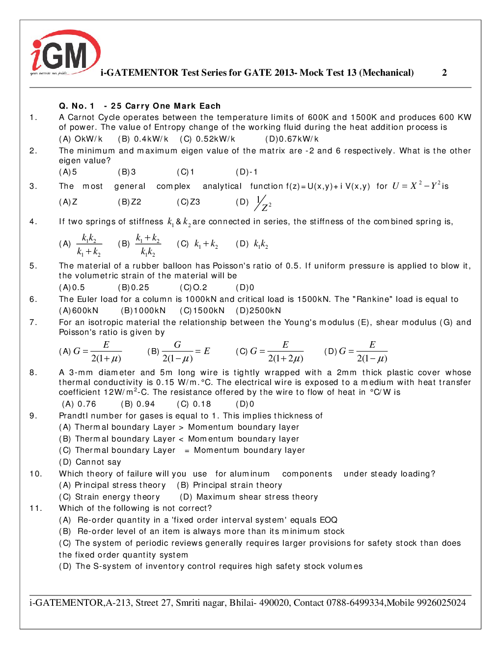 iGate Mock Test Mechanics XIII - Page 3