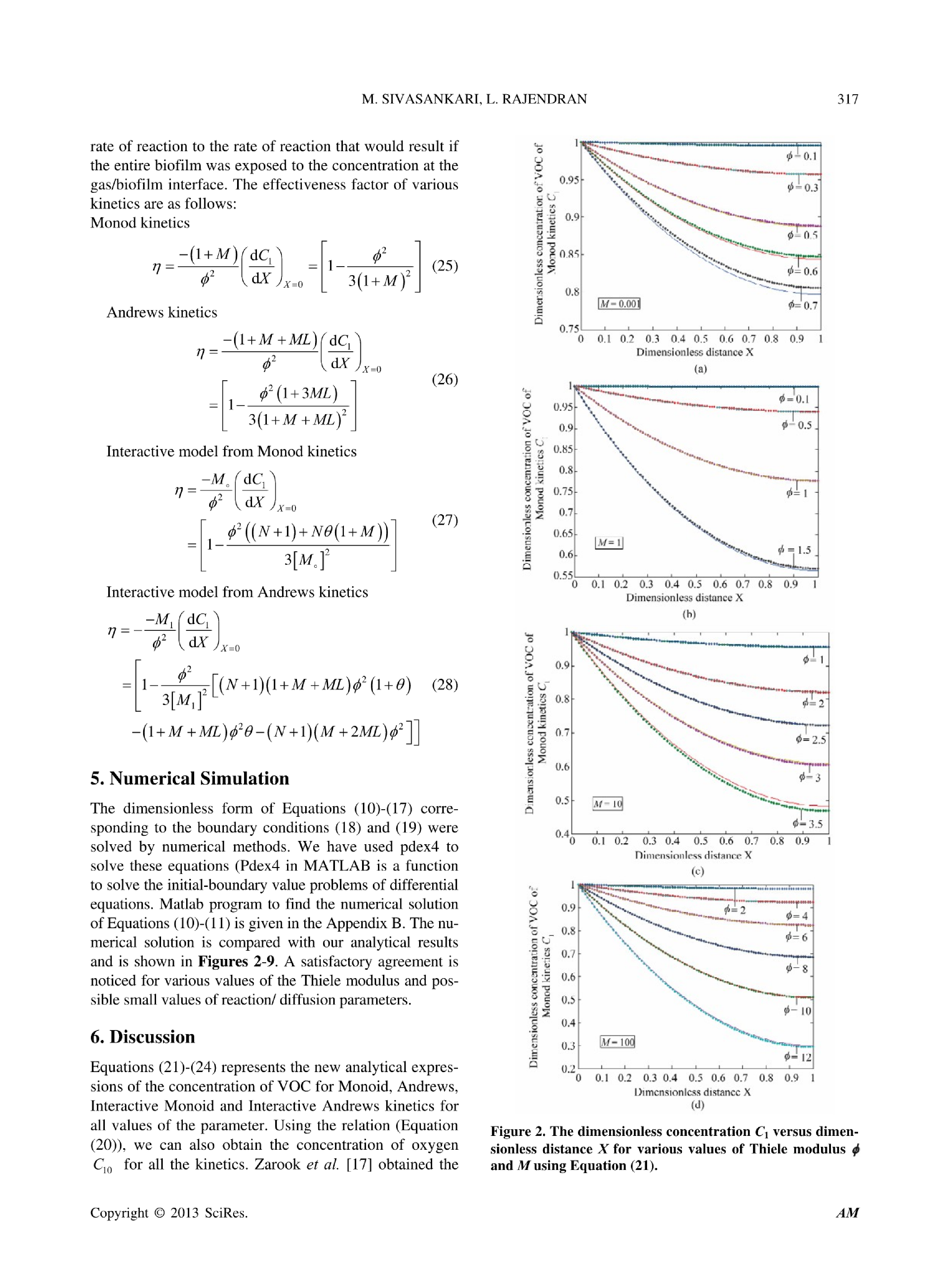 Analytical Expressions of Concentration of VOC and Oxygen in Steady-State in Biofilteration Model Journal - Page 5