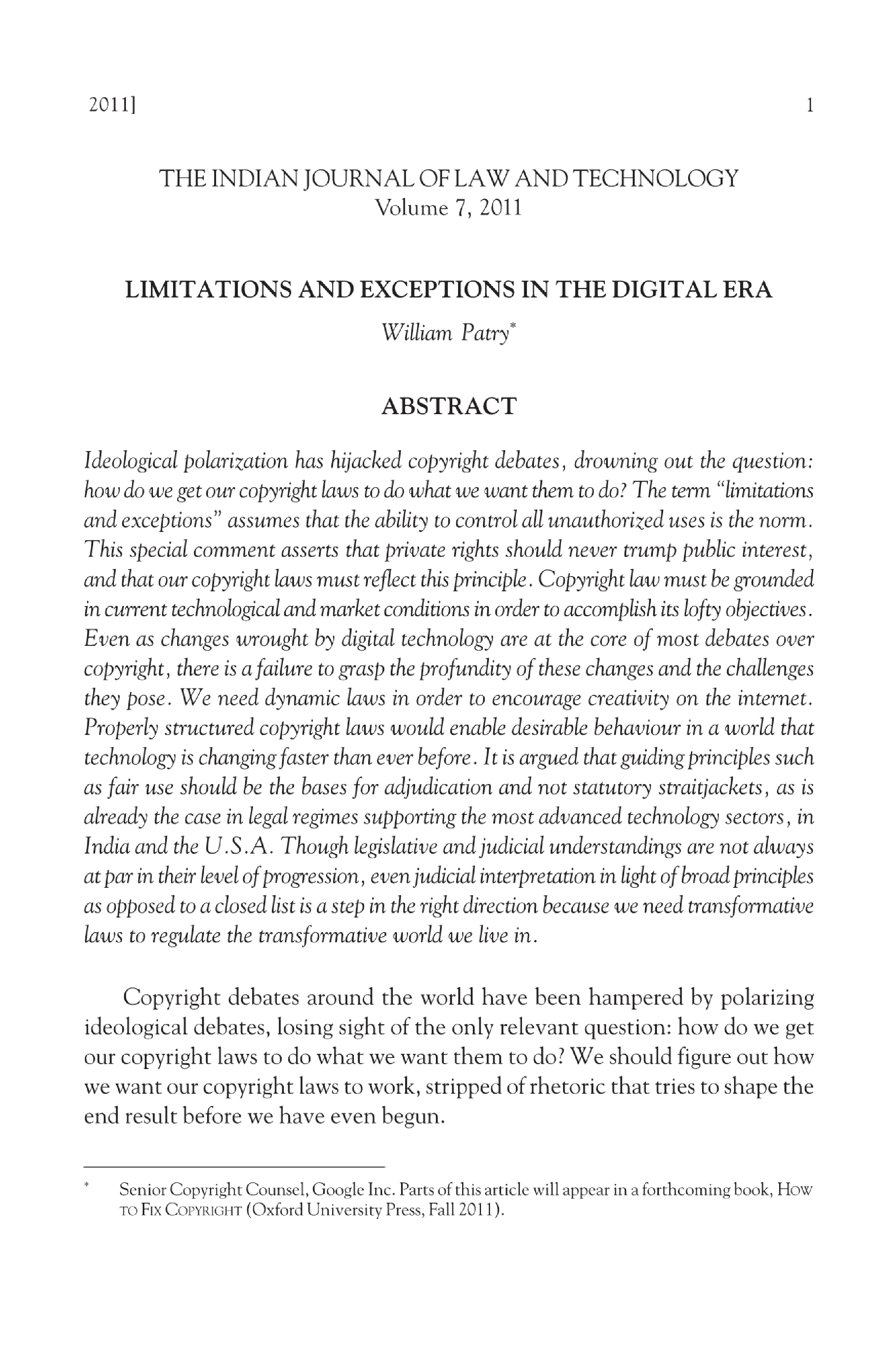 Limitations and exceptions in the digital era Journal - Page 2