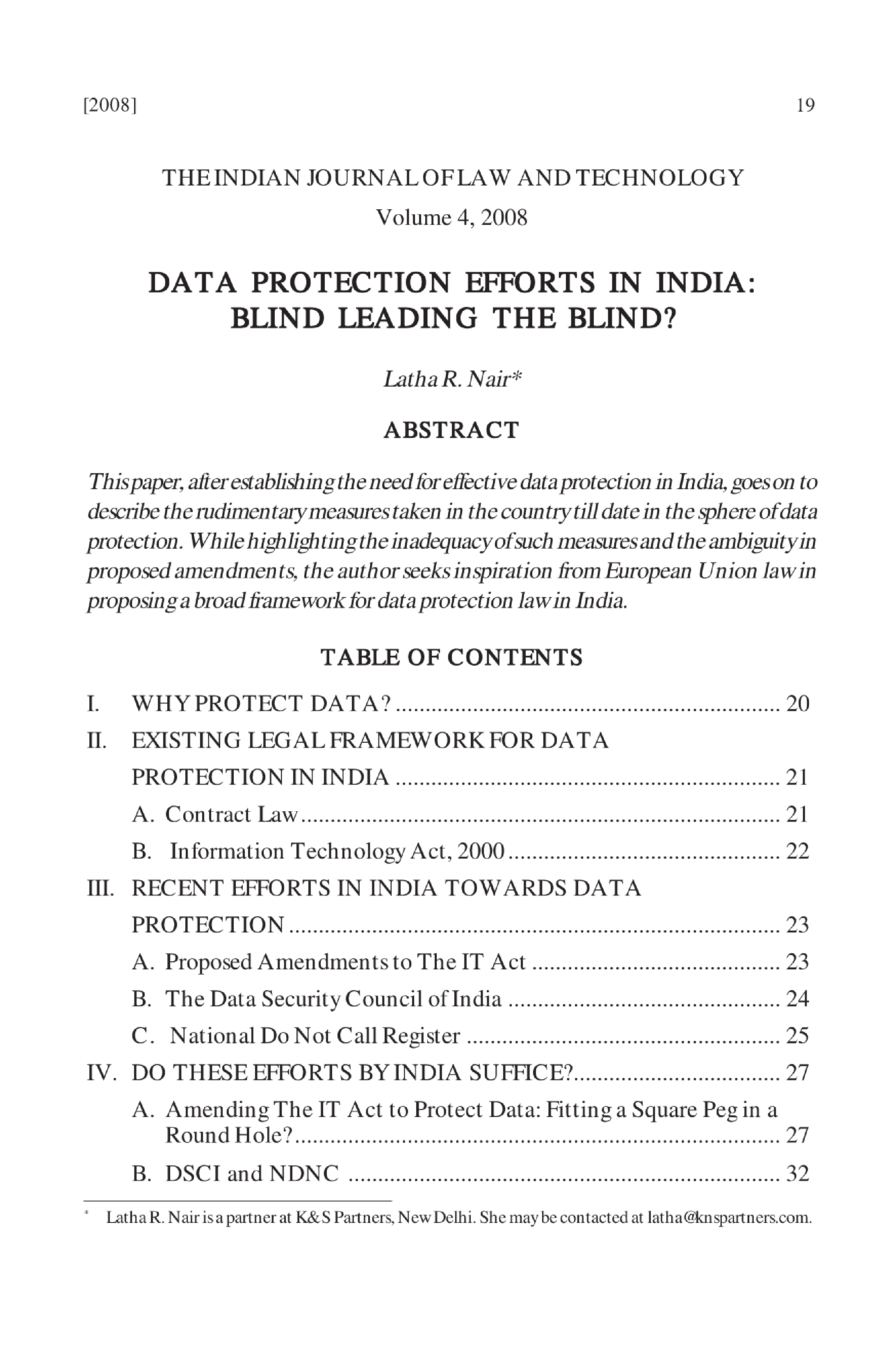 Data protection efforts in india: blind leading the blind? Journal - Page 2
