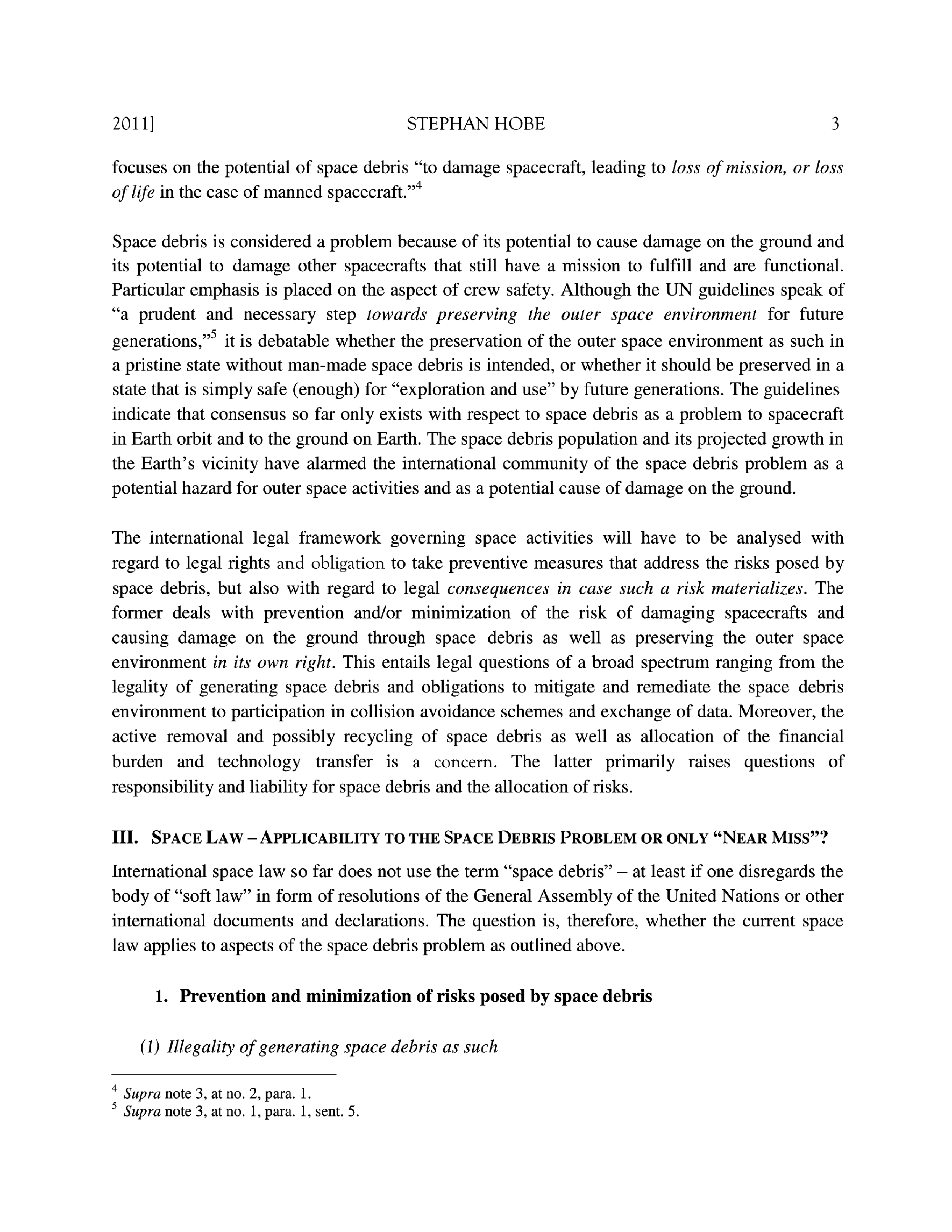 Environmental protection in outer space: where we stand and what is needed to make progress with regard to the problem of space debris Journal - Page 4