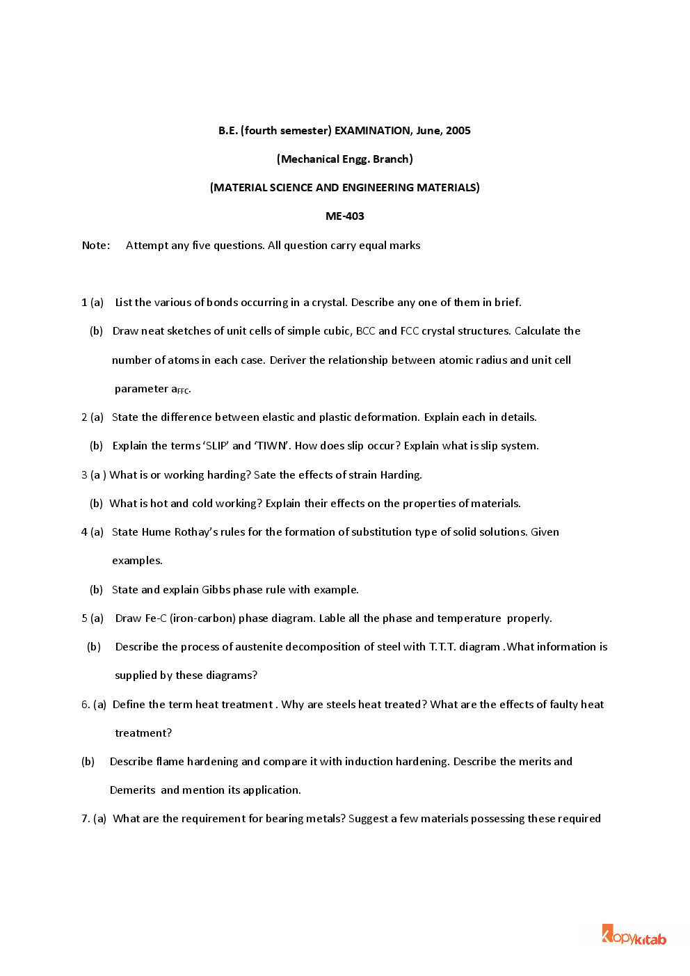 Material Science and Engineering Material Previous Year Question Papers For RGPV - Page 3