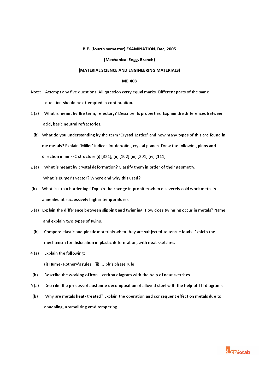 Material Science and Engineering Material Previous Year Question Papers For RGPV - Page 5