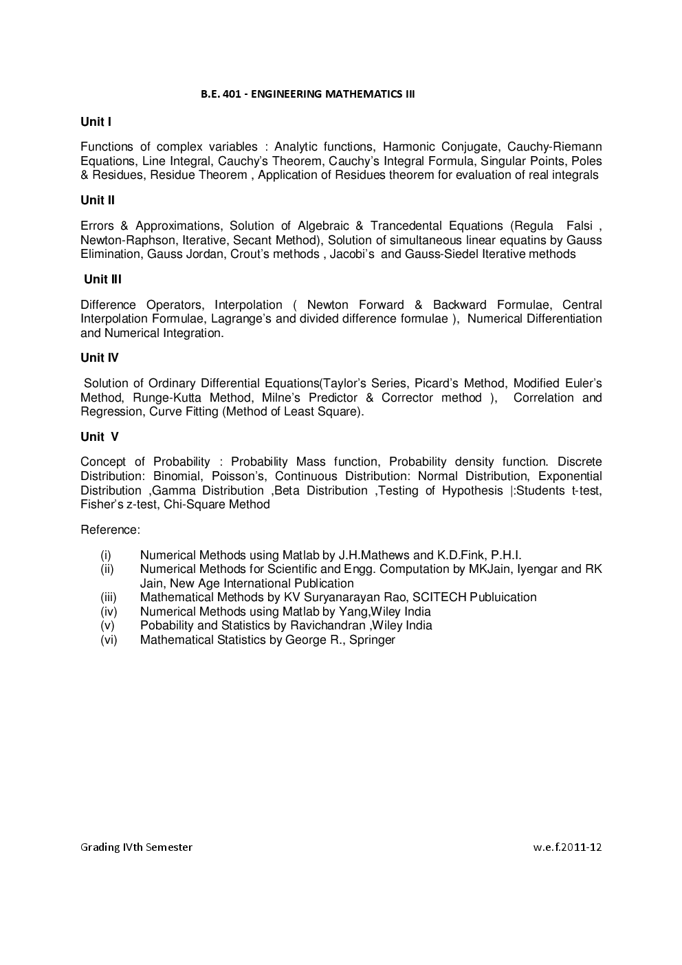 BE 4th Sem Syllabus of all Branches for RGPV - Page 1