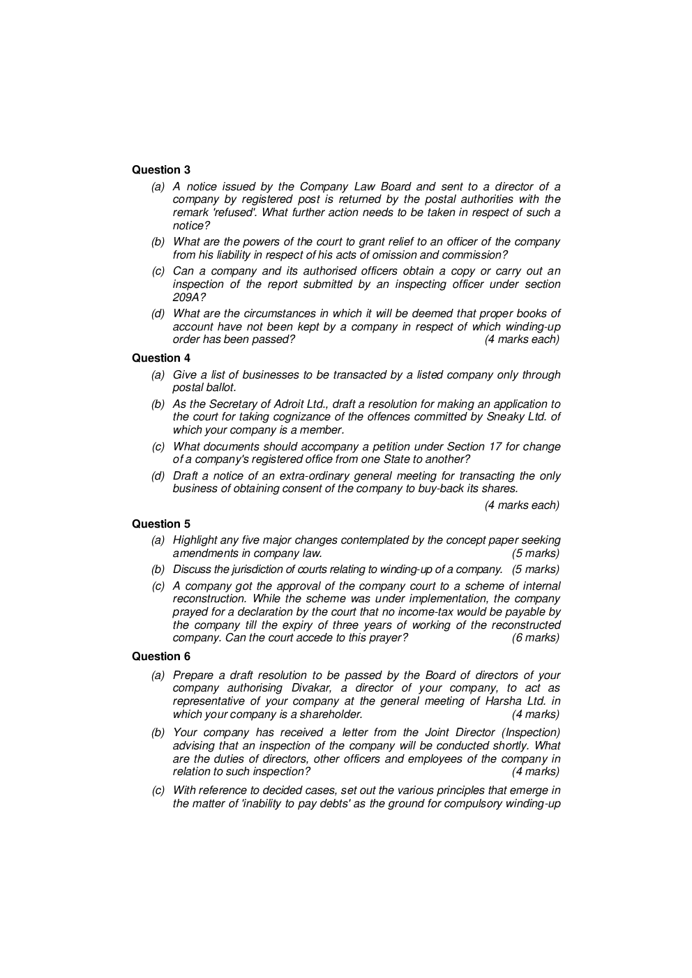 CS Advanced Company Law and Practice Question Paper - Page 3