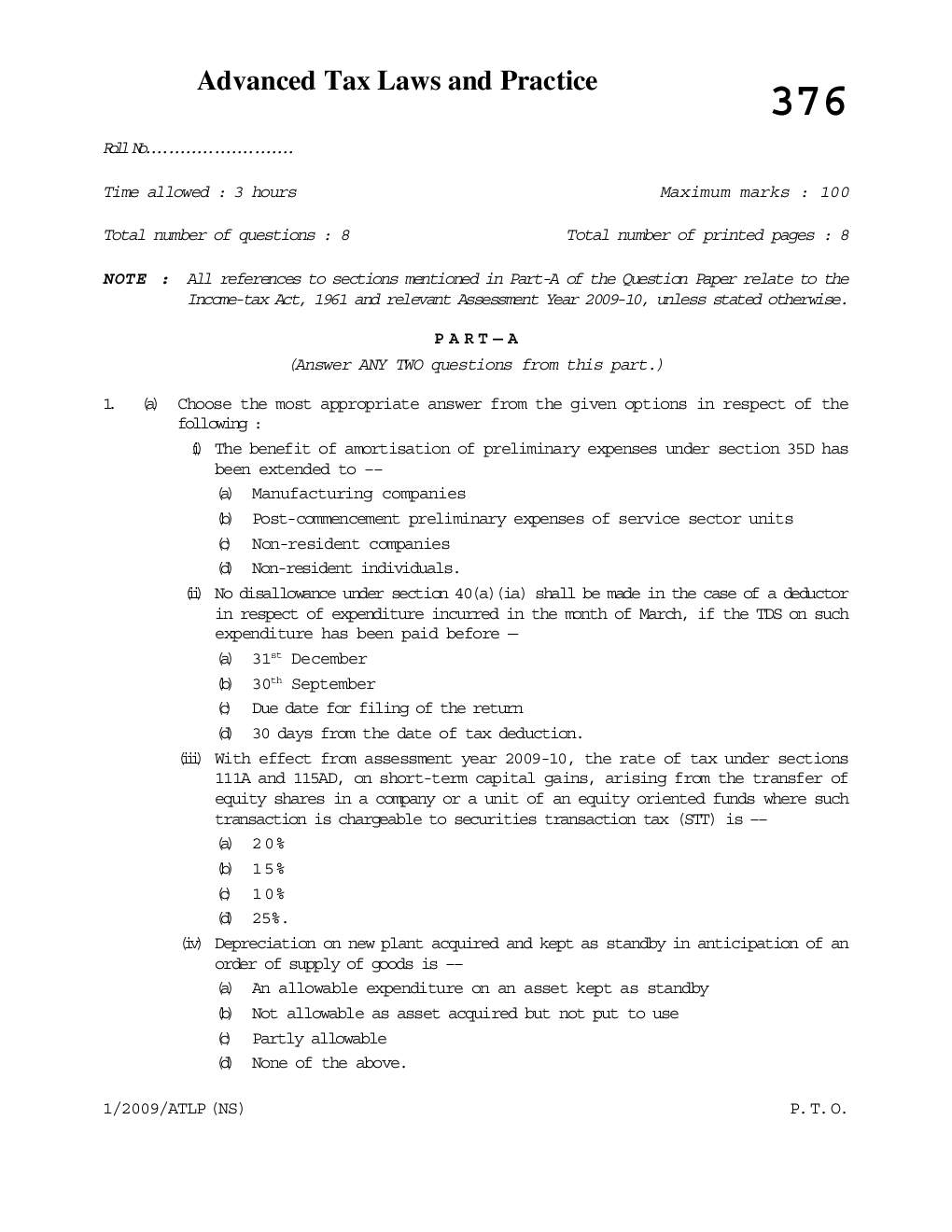 CS Advanced Tax Laws and Practice Question Paper - Page 2