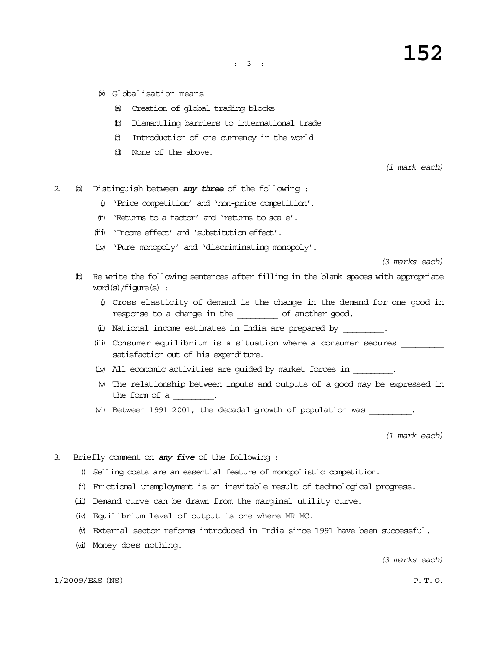 Economics and Statistics Question Paper - Page 4