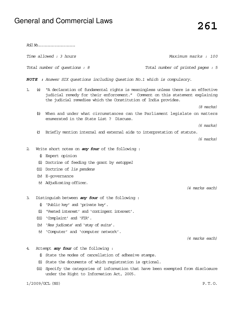 CS General and Commercial Laws Question Paper - Page 2