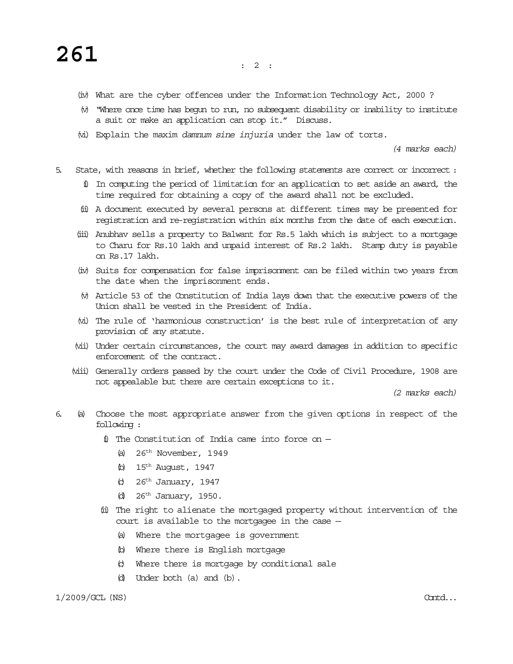 CS General and Commercial Laws Question Paper - Page 3