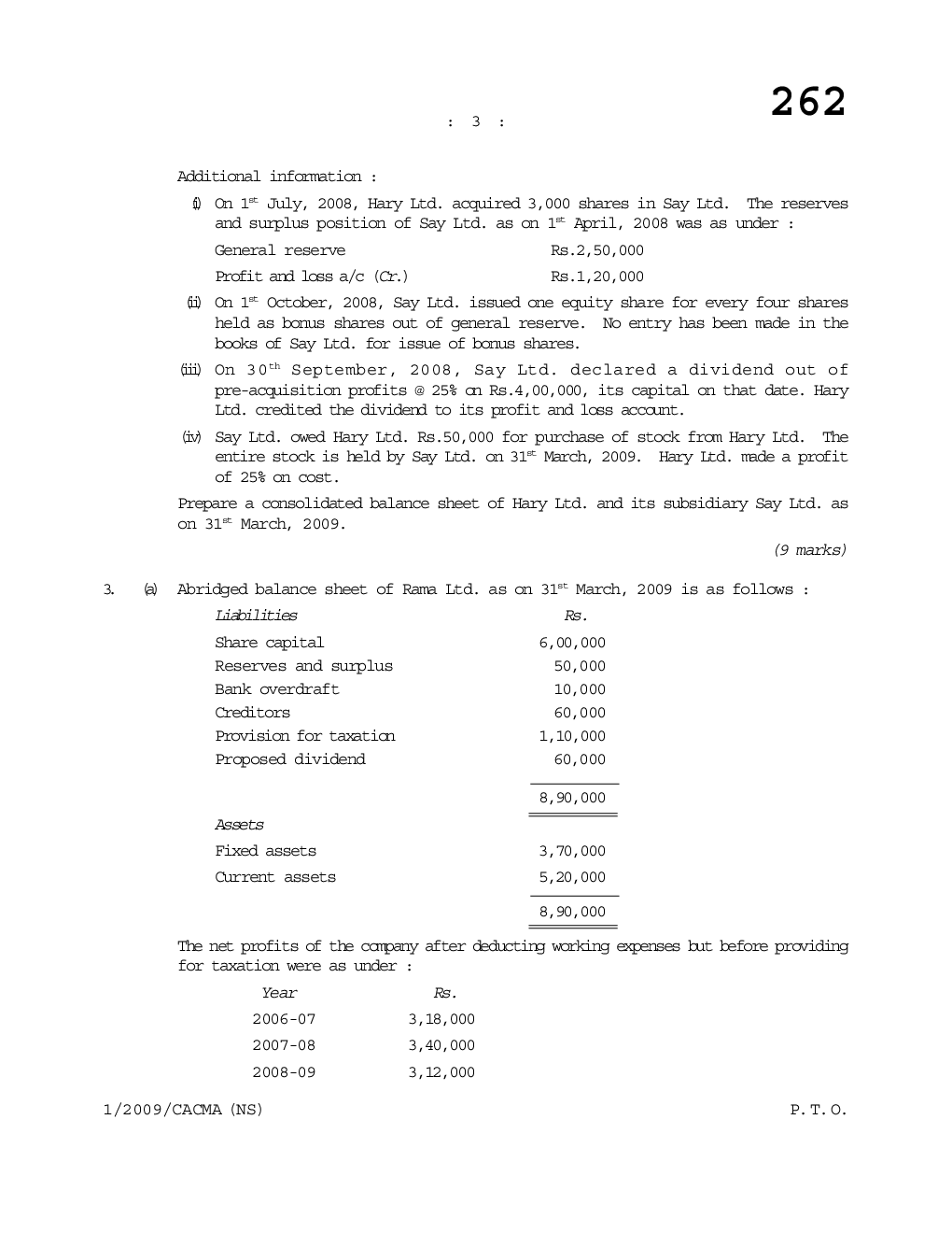 CS Company Accounts Cost and Management Accounting Question Paper - Page 4