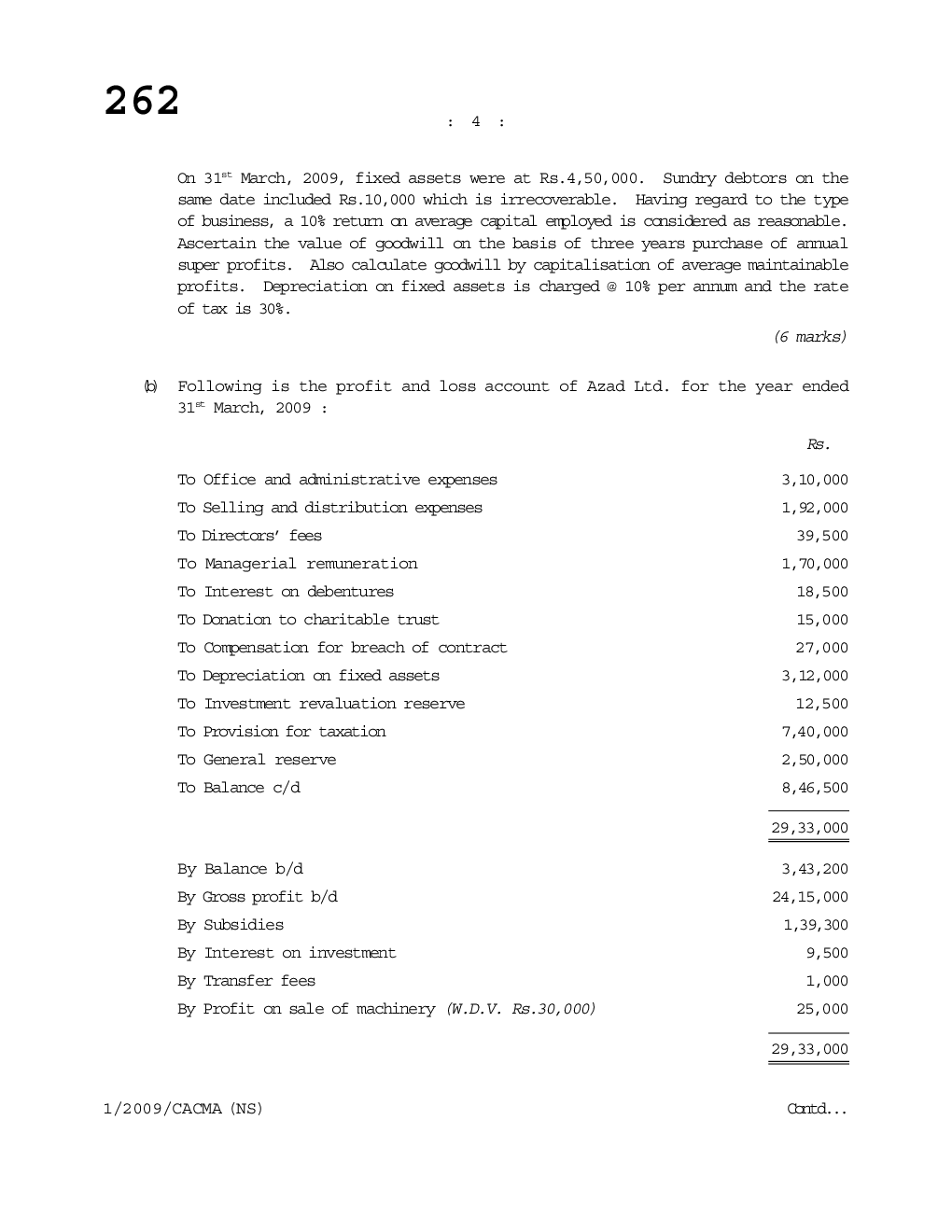 CS Company Accounts Cost and Management Accounting Question Paper - Page 5