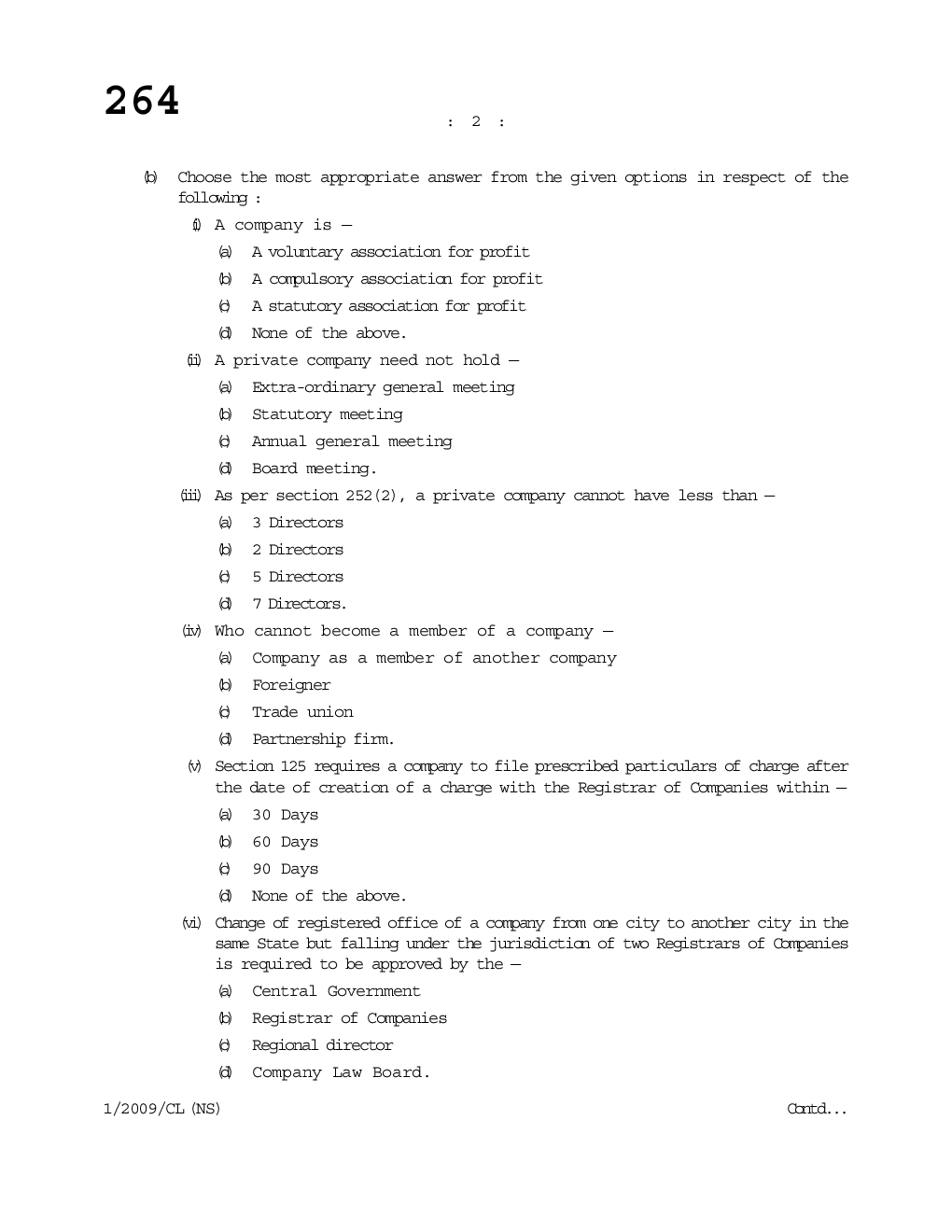 Company Law Question Paper - Page 3