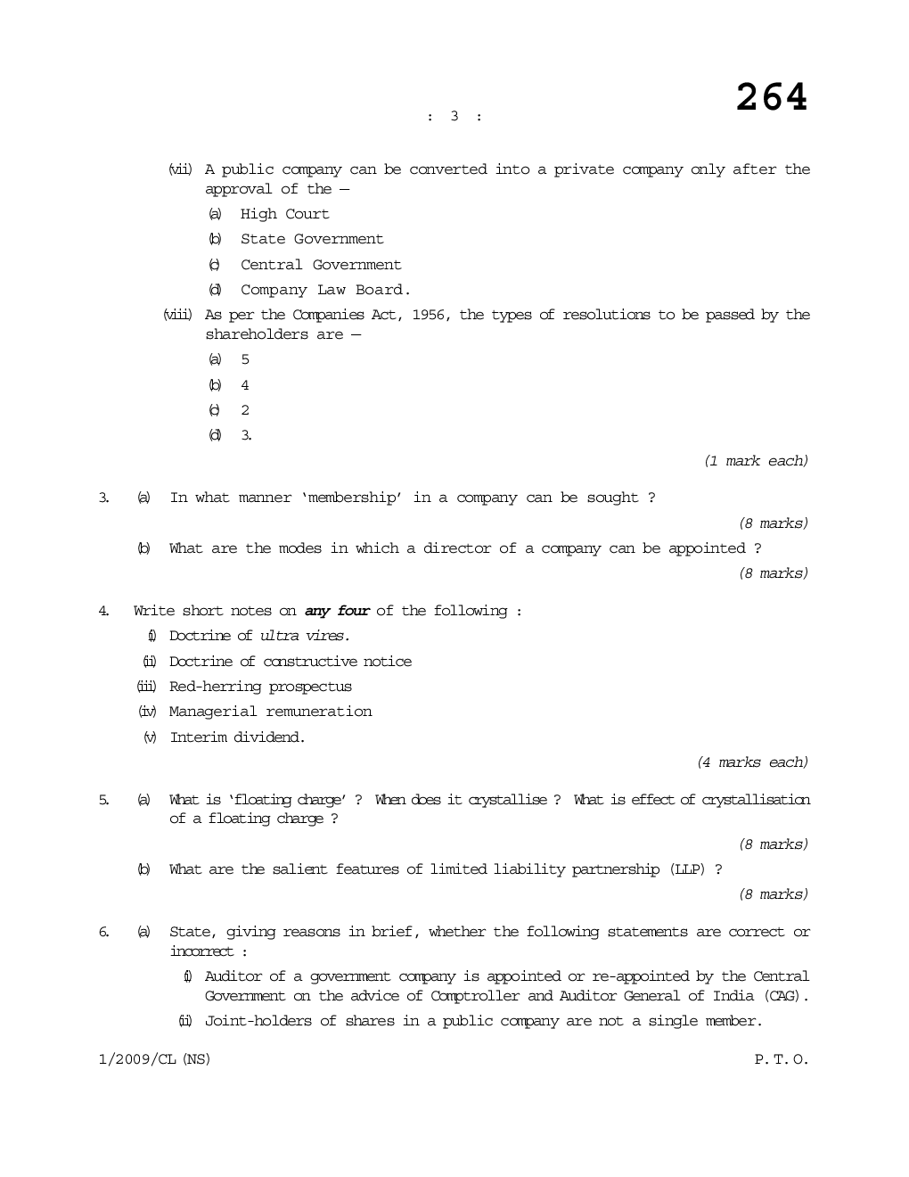 Company Law Question Paper - Page 4