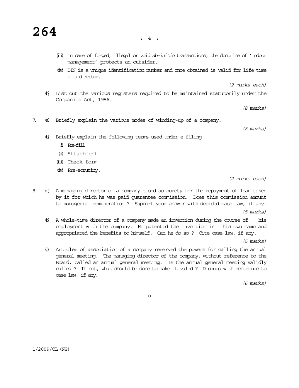 Company Law Question Paper - Page 5