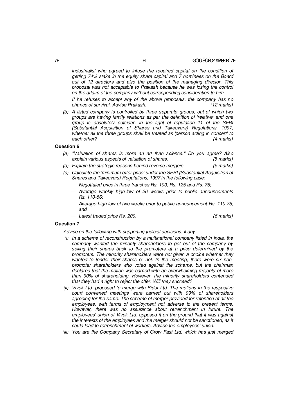 CS Corporate Restructurings Law and Practice Question Paper - Page 4