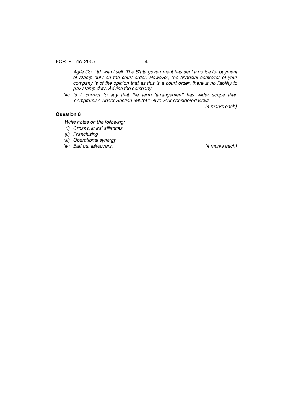 CS Corporate Restructurings Law and Practice Question Paper - Page 5