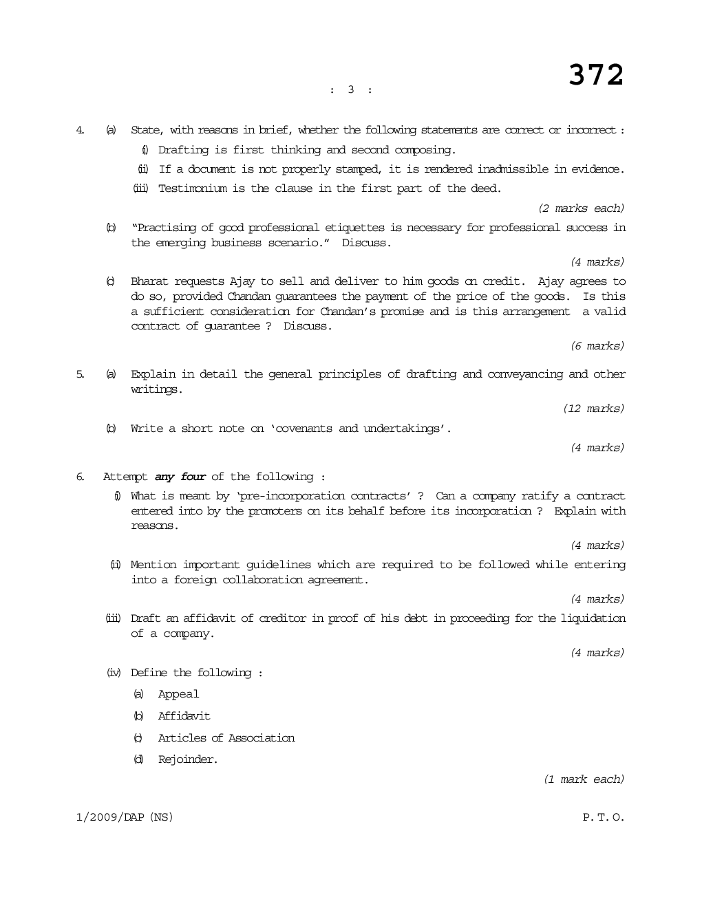 CS Drafting Appearances and Pleadings Question Paper - Page 4