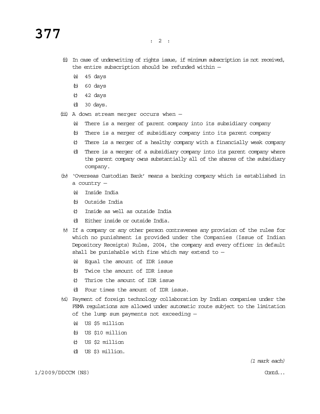 CS Due Diligence and Corporate Compliance Management Question Paper - Page 3