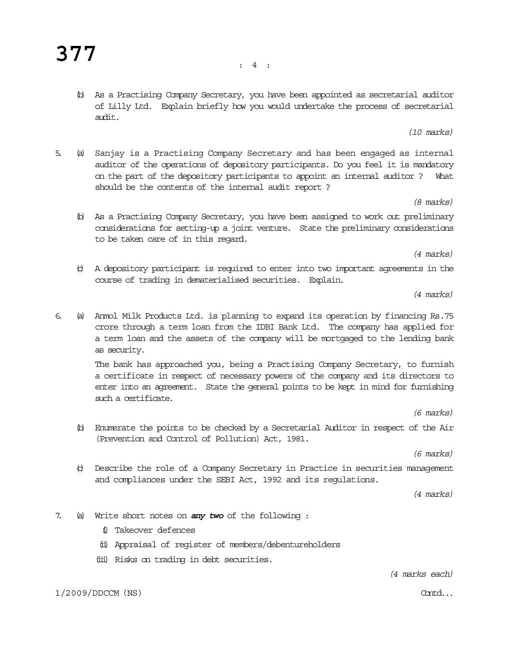 CS Due Diligence and Corporate Compliance Management Question Paper - Page 5