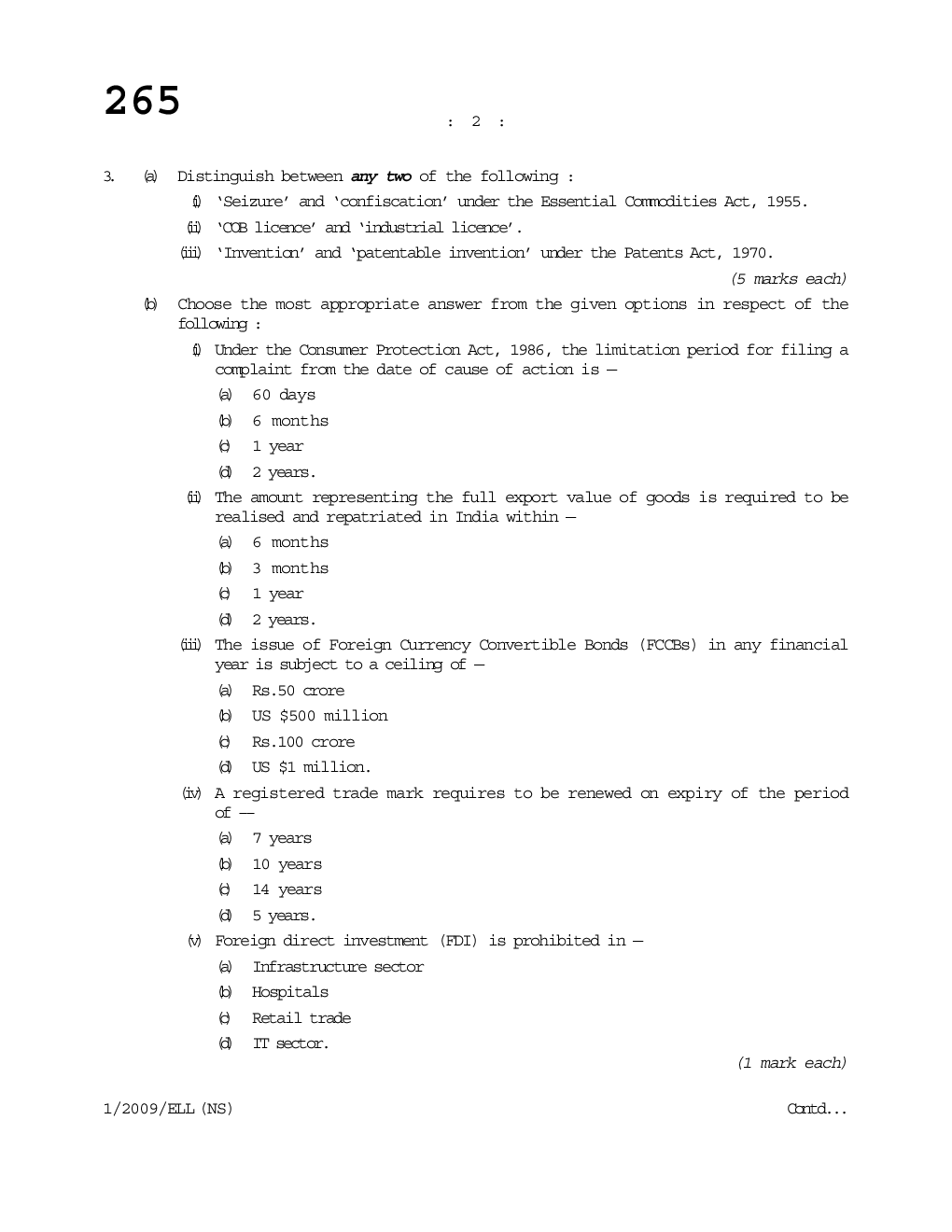 Economic and Labour Laws Question Paper - Page 3