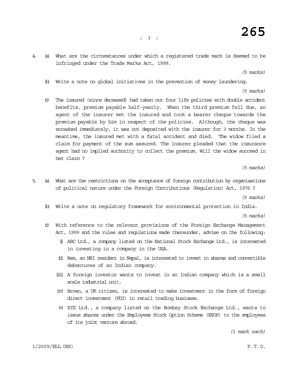 Economic and Labour Laws Question Paper - Page 4