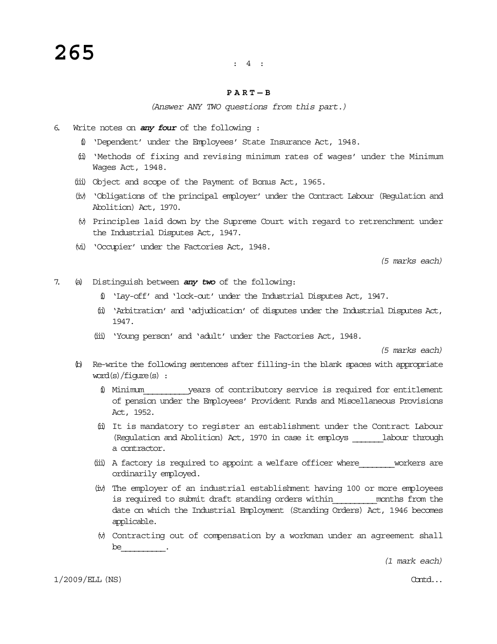 Economic and Labour Laws Question Paper - Page 5