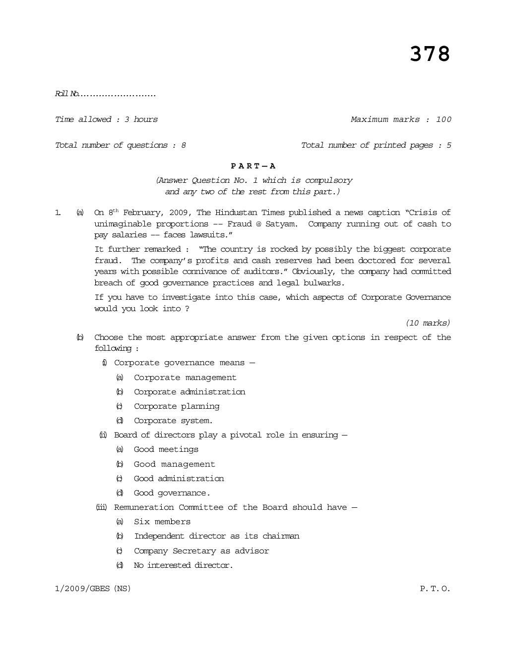 CS Governance Business Ethics and Sustainability Question Paper - Page 2