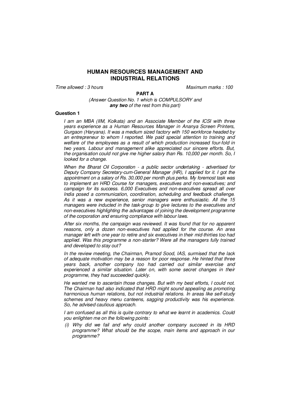 CS Human Resources Management and Industrial Relations Question Paper - Page 2