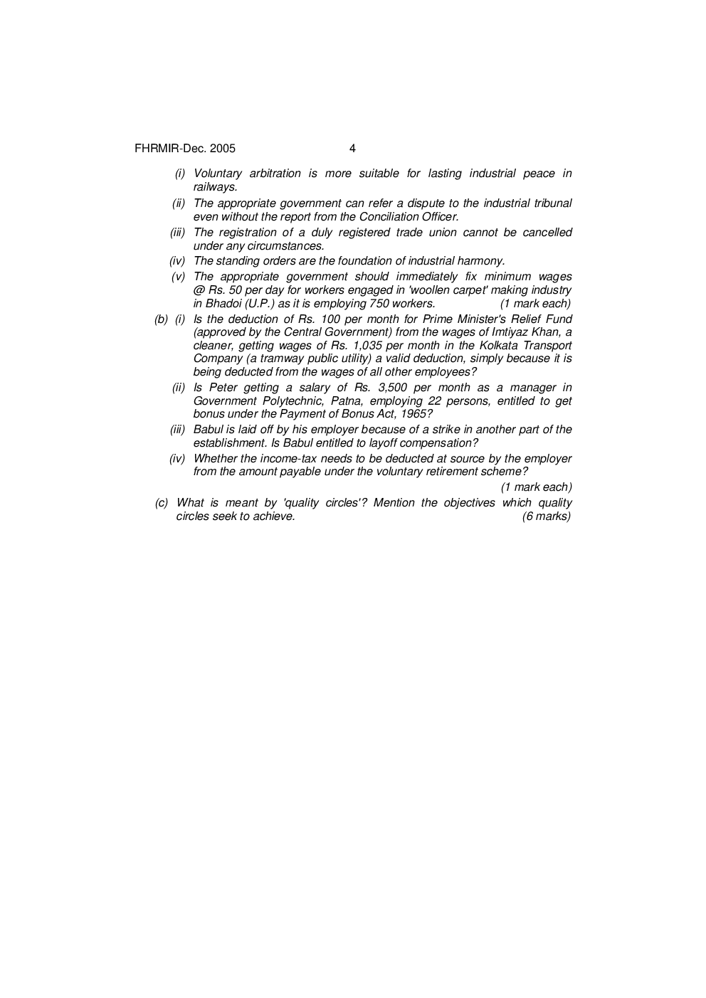 CS Human Resources Management and Industrial Relations Question Paper - Page 5