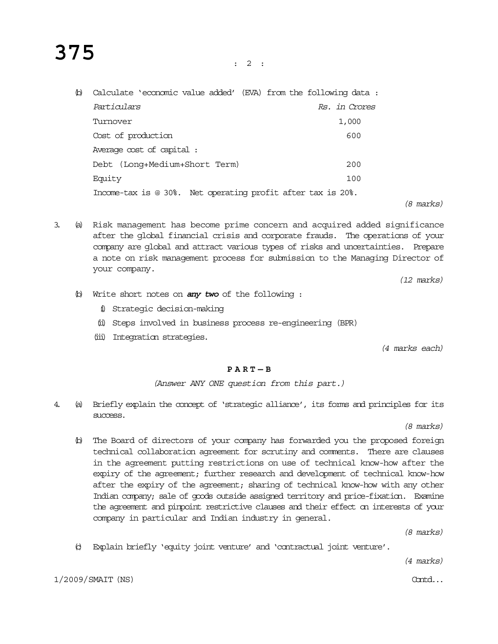 CS Strategic Management Alliances and International Trade Question Paper - Page 3