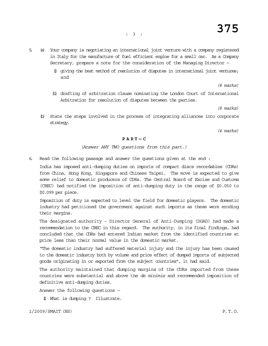 CS Strategic Management Alliances and International Trade Question Paper - Page 4