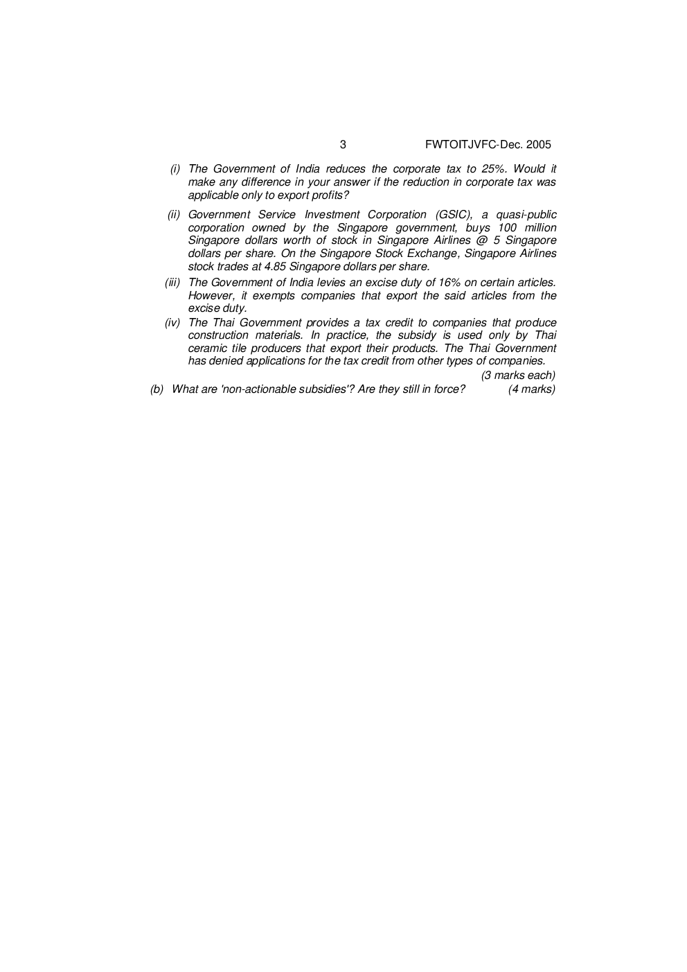 CS World Trade Organisation International Trade Joint Ventures and Foreign Collaborations Question Paper - Page 4