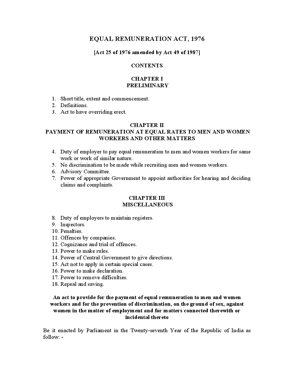 Equal Remuneration Act, 1976 Notes - Page 3