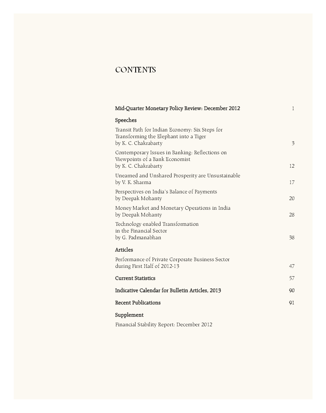 Reserve Bank of India Bulletin January 2013 Volume LXVII Number 1 - Page 3