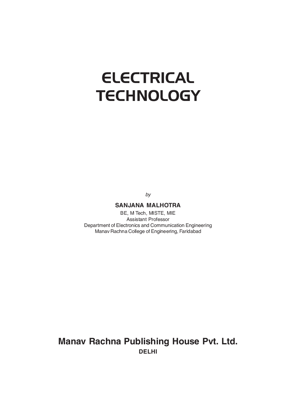 Fundamentals of Electrical Technology - Page 3