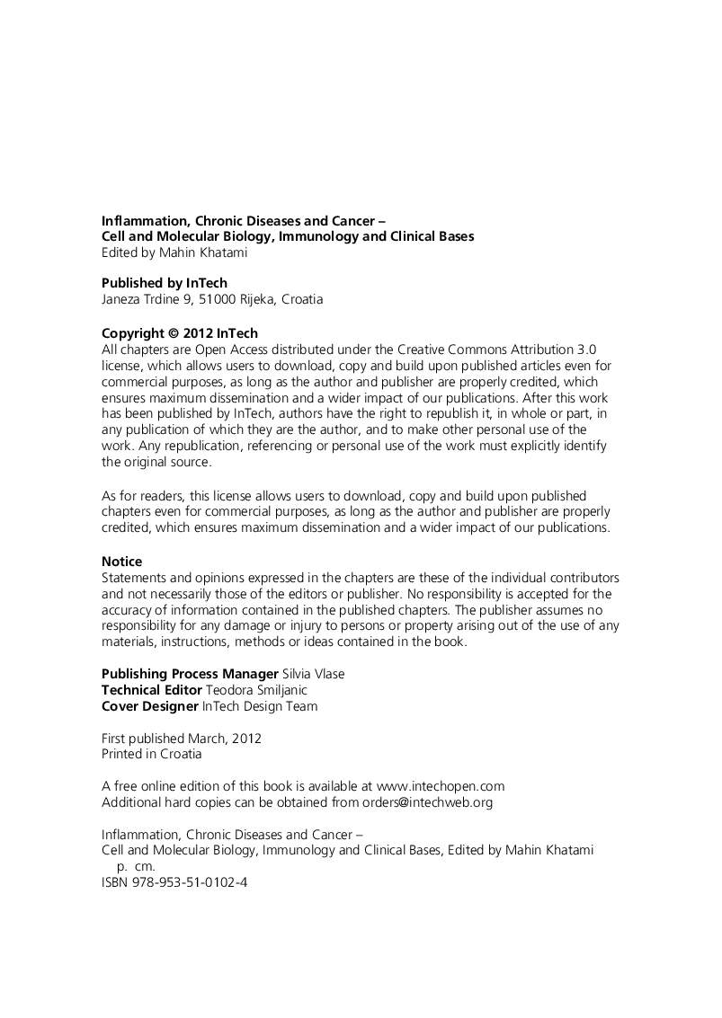 Inflammation Chronic Diseases and Cancer-Cell and Molecular Biology Immunology and Clinical Bases - Page 3