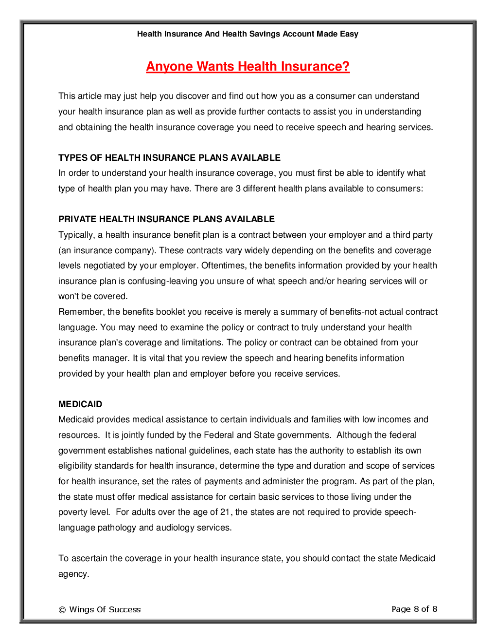 Health Insurance And Health Savings Account Made Easy - Page 3